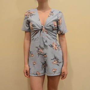 Topshop Blue Floral Printed Romper